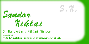 sandor niklai business card